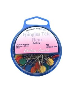 mercerie, boite d'épingles, accessoires couture, tête fleur