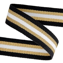 Sangle 30mm - Tricolore noir / or / blanc