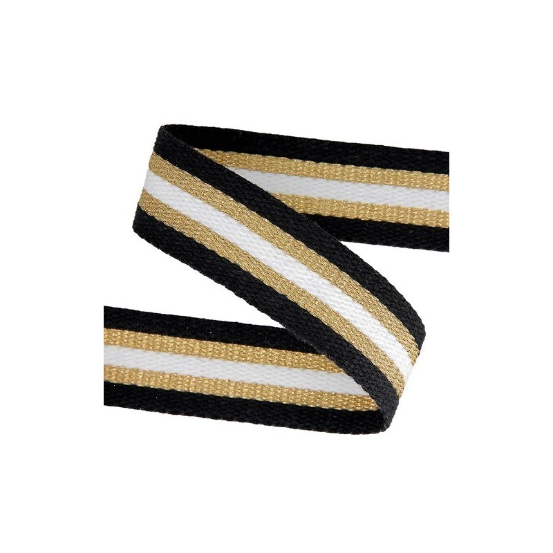 Sangle 30mm - Tricolore noir / or / blanc