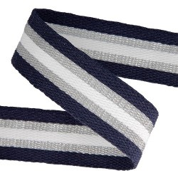 Sangle 30mm - Tricolore bleu marine / argent / blanc