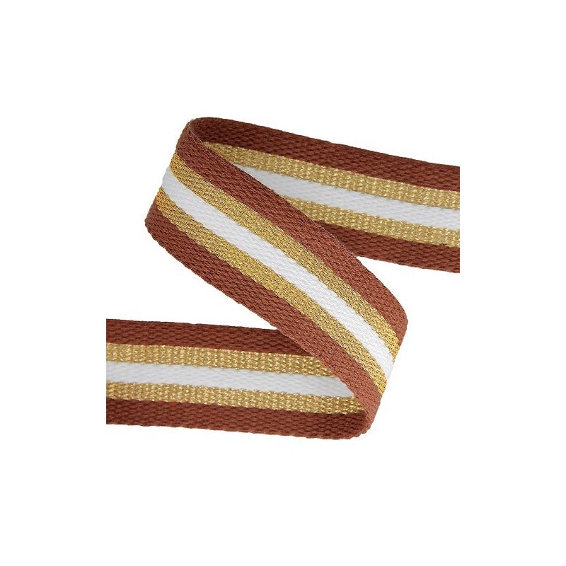 Sangle 30mm - Tricolore camel / or / blanc