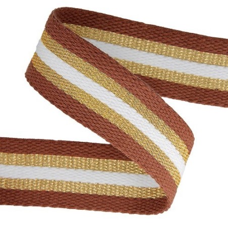 Sangle 30mm - Tricolore camel / or / blanc
