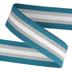 Sangle 30mm - Tricolore bleu / argent / blanc