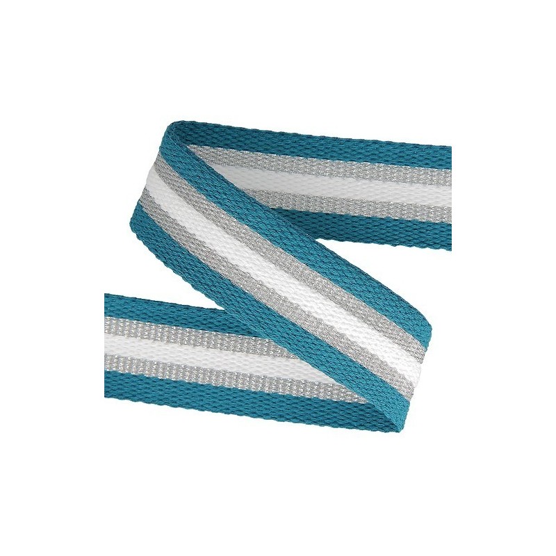 Sangle 30mm - Tricolore bleu / argent / blanc