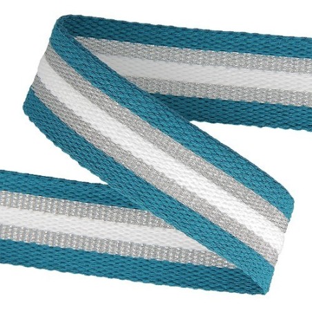Sangle 30mm - Tricolore bleu / argent / blanc