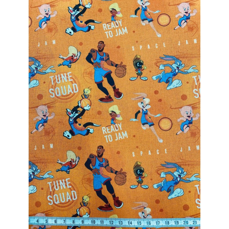 Popeline 150 - Space Jam tune squad fond orange